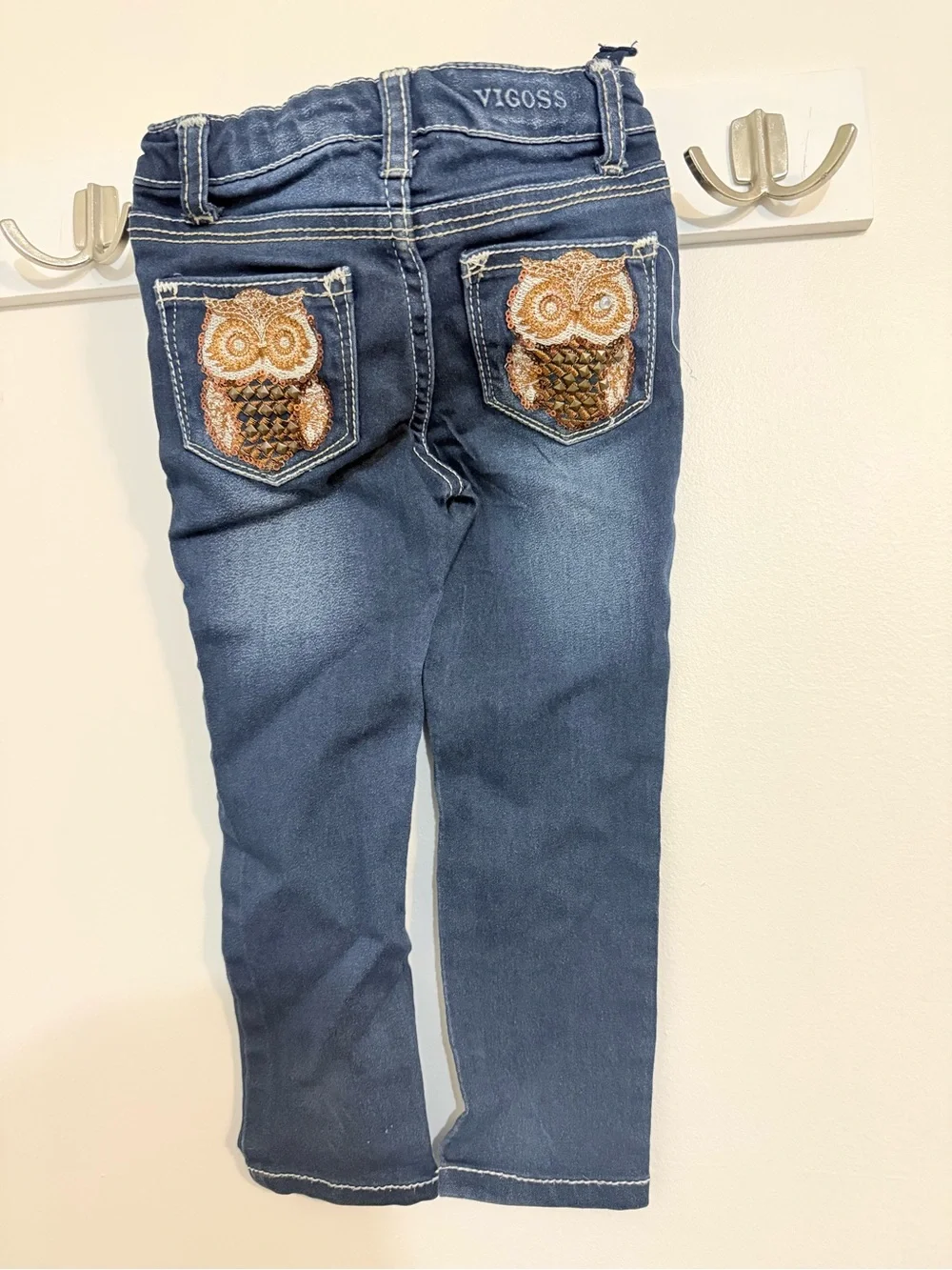 Vigoss Dark Blue Skinny Jeans with Sequin Owl Pockets